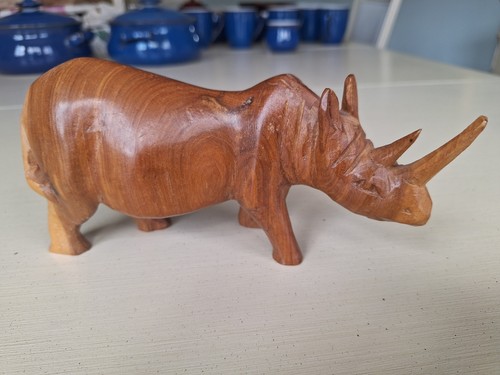 Wooden rhino figure - rhino,