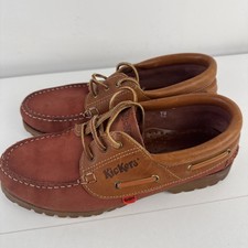 Original Kickers Brown/red vintage Moccasin Boat Shoes uk 8, 42 l@@k!!