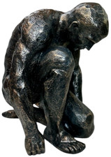 Large Crouching Man Bronze Style Statue Amazing Ornament Gift Heavy Weight 3.7kg