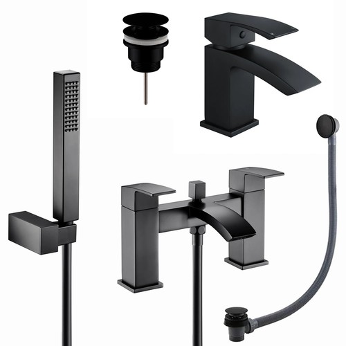 Matt black bathroom - bathroom, taps