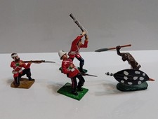 Rare Hinchcliff Zulu w/ Little Legion Redcoats Metal Toy Soldiers Figures VGC