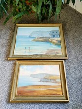 X2 Anne Toms Folk Art Oil On