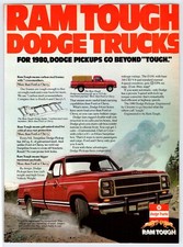 1980 DODGE RAM PICKUP TRUCK Vintage 8"X11" Magazine Ad 1970's HCF6
