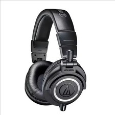 Audio Technica ATHM50X Black Studio Monitor Headphones + Case & Cables ATH-M50X