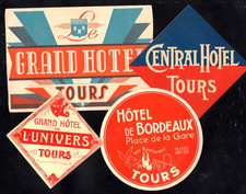 vintage Luggage  labels  lot  HOTEL  Tours