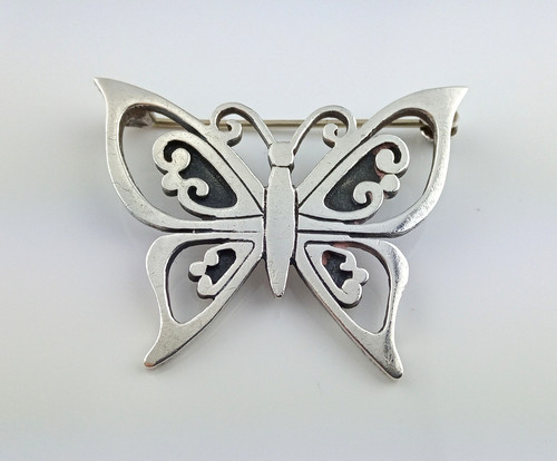 Vintage silver butterfly - silver,