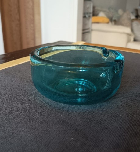 Vintage mid century blue glass - century,