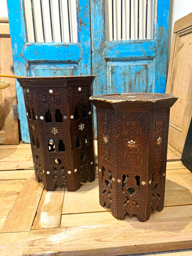 Pair moroccan carved - moroccan,
