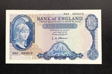 Bank Of England L K O’Brien £5 Note. Lion And Key. A Prefix Uncirculated. B277