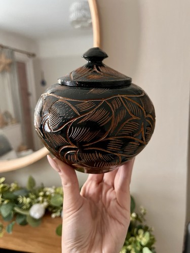 Vintage hand carved - vintage, lidded
