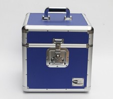 12" LP Vinyl Blue Aluminium DJ Record Flight Carry Holds 100 Tough Strong Case