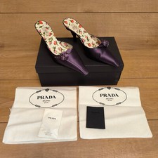 Prada 2003 Cosmopolitan Purple Fabric Evening Mules Slip On Shoes Size 37EU/4UK