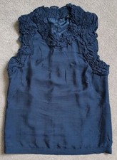 Unworn, gorgeous French Connection top. Navy blue, silk effect fabric. Size 8. 