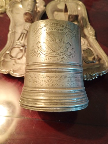 Antique pewter engraved school