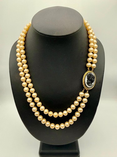 Vintage double strand faux - vintage,