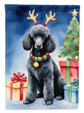 Poodle Black Standard Christmas Reindeer Dog Flag