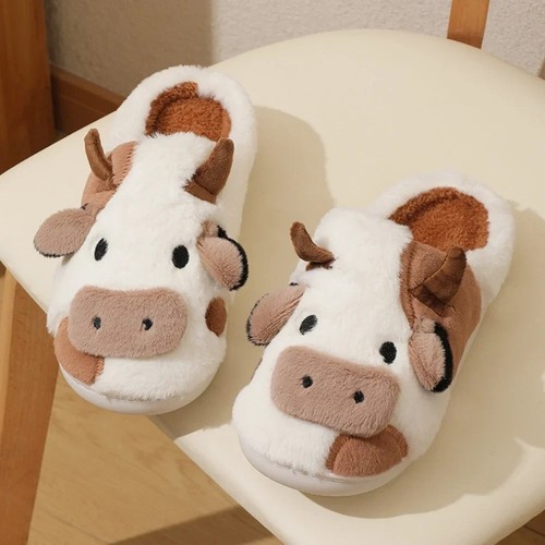 Cow plush slippers warm anti - plush,