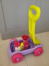 Mega Bloks First Builders Purple Wagon Building Table Storage Tea Party Set