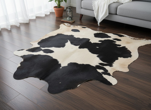 Real cowhide rug - rug, black