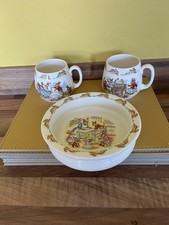 Bunnykins Dish and Two Mugs. Royal Doulton.