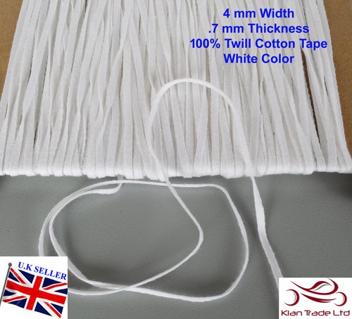4mm herringbone white cotton - 4mm,