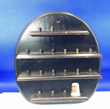 Wooden Thimble Display Vintage Round Wall Hanging or Free Standing with Thimble