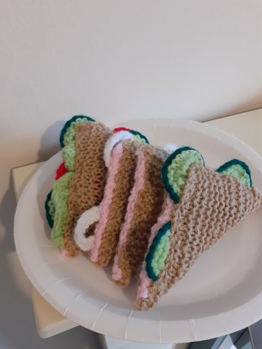 Hand knitted sandwiches - hand,