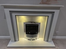 Marble fireplace surround, gas fire not included, damaged see images