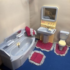 Sindy House Bathroom Set Blue, 3-Piece, 1980s Vintage With Bath And Toilet Mat#7