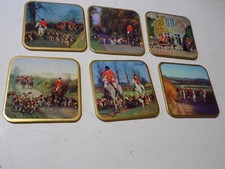 1950's set of Win-El-Ware The Hunt 6 x drinks coasters in case,horse & hounds