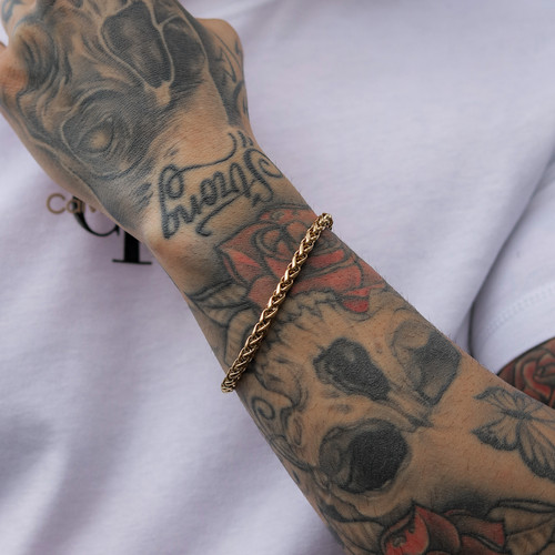 Mens gold bracelet 5mm wheat - mens, bracelet,