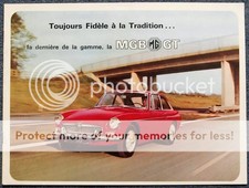 MG MGB GT SPORTS CAR Sales Brochure 1965 #6593 FRENCH TEXT