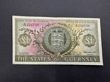 Very Rare Vintage States Of Guernsey £1 Pound Banknote (1) LOT: 0211-957