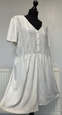 Size 20 F&F Floral Embroidery Lace Ladies Tunic Shift Shirt Tea Dress White VGC