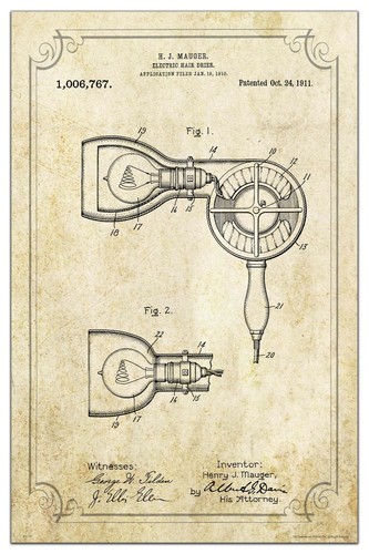 Vintage hair drier patent - drier,
