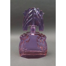 Rare Art Deco Czech Cut Glass Large Perfume Bottle 9 3/4" (Read)