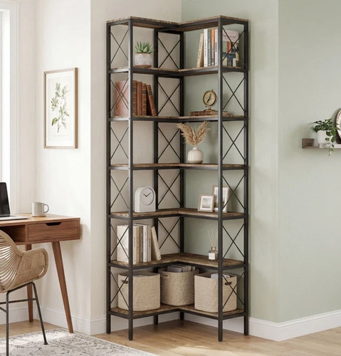 Large corner bookcase rustic - corner,