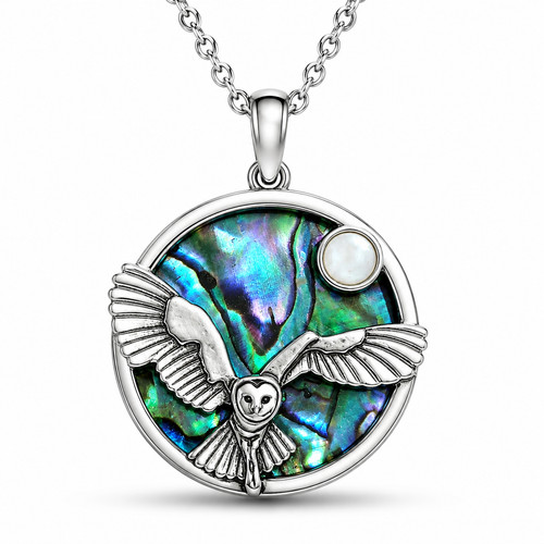 Owl abalone shell pendant paua - owl,
