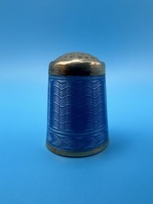 Marius Hammer 925 Silver & Blue Guilloche Enamel Thimble Marked MH Inside