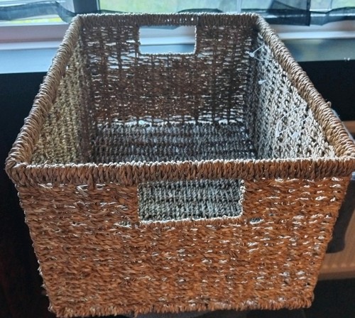 Woven seagrass storage basket - woven,