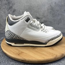 Nike Air Jordan 3 Retro White Cement Shoes Youth Size 6Y Gray DX6665-100