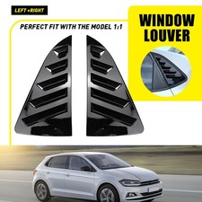 Car Window Louver Rear Side Vent Cover Gloss Black For VW Polo Hatchback 11-2018