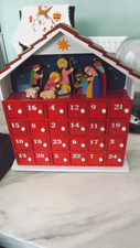 Wooden Nativity Advent Calendar ,wooden christmas house with 24 doors,countdown