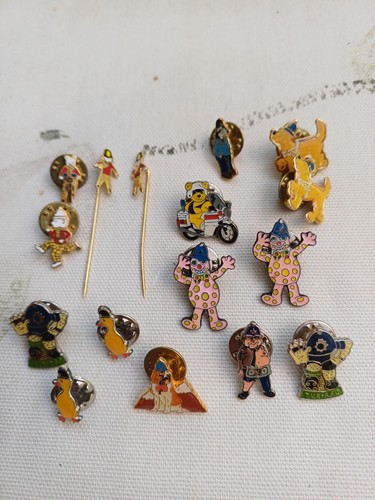 Vintage enamel pin badges - vintage,