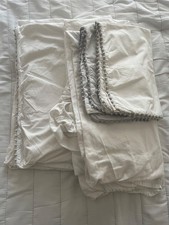 Super King M&S White duvet cover; fitted sheet - grey trim bobbles 