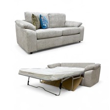 SCS 'Hampton' 3 Seater Sofa Bed Zip Arms Chunki Pumice Woven Fabric BRAND NEW