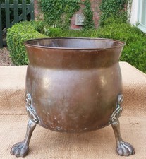 Brass Planter Jardiniere Plant pot lion paw feet Antique Vintage