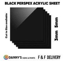 BLACK Perspex Acrylic Sheet Panel Cut To Size Plastic 3mm & 5mm