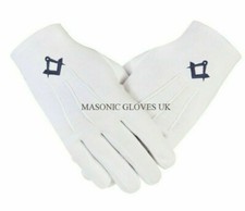 Freemasons Masonic Gloves in Cotton Navy-Blue with S&C Symbol (2)