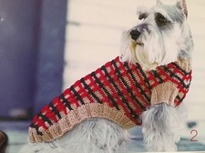 Dog Coat / Jumper knitting pattern Tartan 10 - 30 inches vintage Laminated